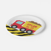Red Dump Truck Bouw Jongens Verjaardagsfeest Papieren Bordje (Gekanteld)