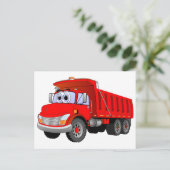 Red Dump Truck Cartoon Briefkaart (Staand voorkant)