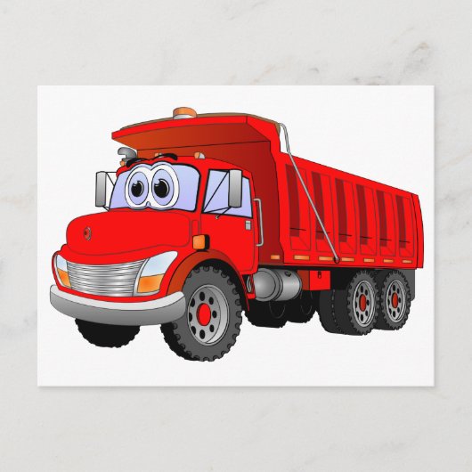Red Dump Truck Cartoon Briefkaart (Voorkant)