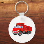 Red Dump Truck Cartoon Sleutelhanger (Voorkant)