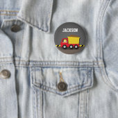 Red Dump Truck Construction Builder Boy Ronde Button 5,7 Cm (In situ)