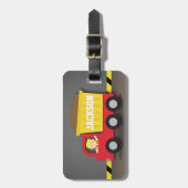 Red Dump Truck Construction Cute Builder Boy Bagagelabel (Voorkant verticaal)