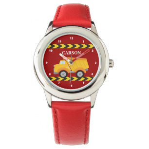 Red Dump Truck Custom Boys Naam Kinder Horloge