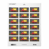 Red Dump Truck Jongen Bouwjaar Verjaardagsfeestje Etiket (Full Sheet)