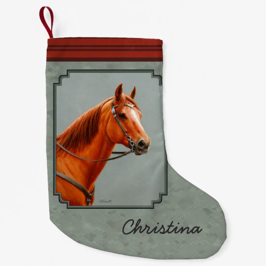 Red Dun Chestnut Sorrel Western Quarter Horse Kleine Kerstsok (Voorkant)