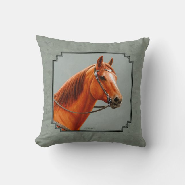 Red Dun Chestnut Sorrel Western Quarter Horse Kussen (Voorkant)
