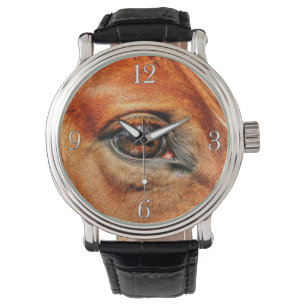 Red Dun Horse Eye Equine Photo Portret Horloge