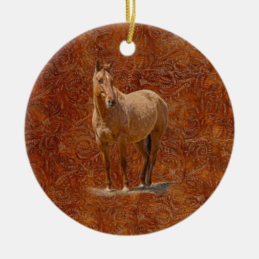 Red Dun Horse-lover's Equine Gift Design Keramisch Ornament (Voorkant)