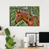 Red Dun Mare Horse in the Forest Equine Photo Poster (Thuiskantoor)
