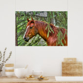 Red Dun Mare Horse in the Forest Equine Photo Poster (Keuken)