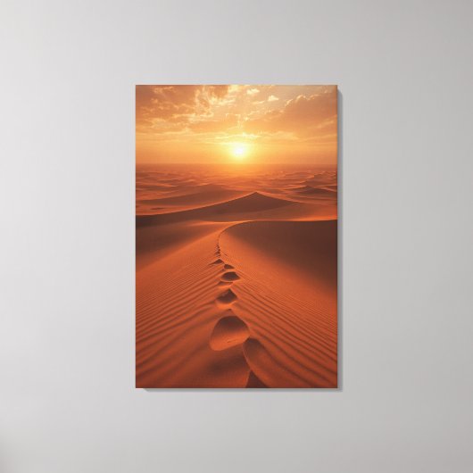 Red Dune Horizon – Sunlit Desert Path Canvas Print (Voorkant)
