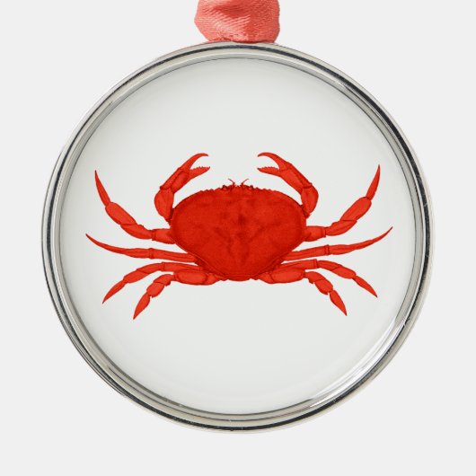 Red Dungeness Crab Logo Metalen Ornament (Voorkant)