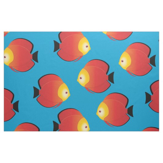 Red Duscus Tropical Fish Print Patroon Stof (Fat Quarter)