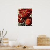 Red Dutch tulips Poster (Keuken)