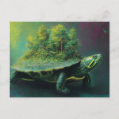 Red Ear Slider Schildpad Met Een Boombos Op Schelp Briefkaart (Voorkant)