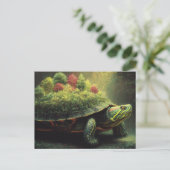 Red Ear Slider Schildpad met een bos op de schaal Briefkaart (Staand voorkant)