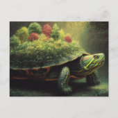 Red Ear Slider Schildpad met een bos op de schaal Briefkaart (Voorkant)