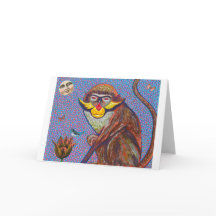 Red Eared Monkey Wenskaart