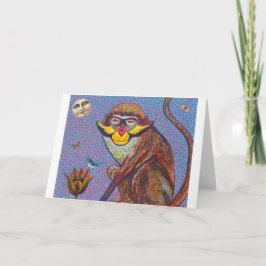 Red Eared Monkey Wenskaart Feestdagen Kaart