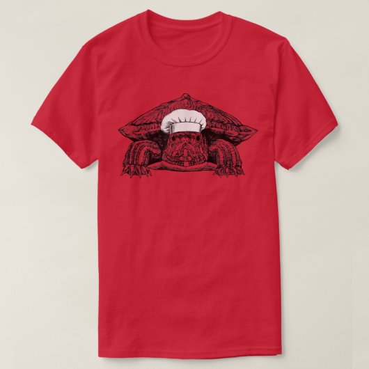 Red Eared Slider Turtle Animal Chef Funny Cooking  T-shirt (Design voorkant)