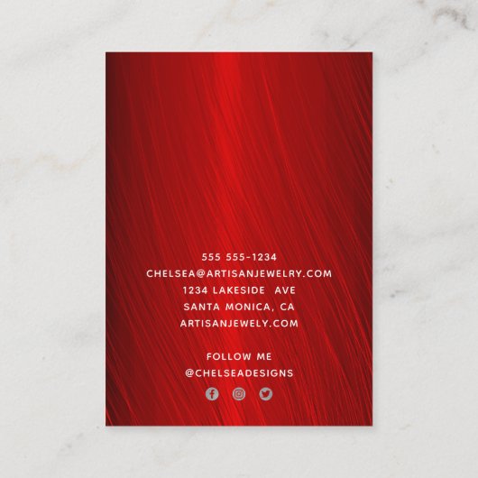Red Earning ketting Display Logo sociale media  Visitekaartje (Achterkant)
