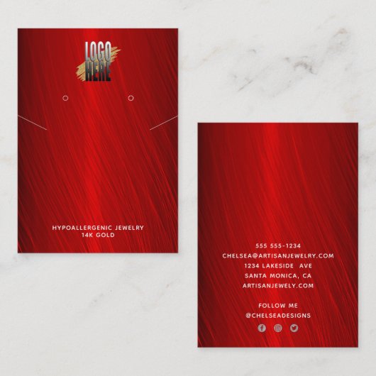 Red Earning ketting Display Logo sociale media  Visitekaartje (Voorkant / Achterkant)