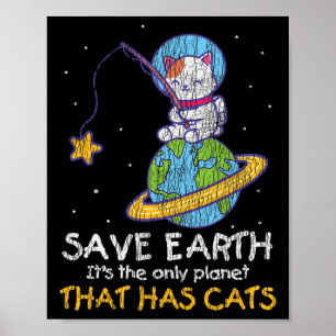 Red Earth met kat Funny Earth Day Ca Poster