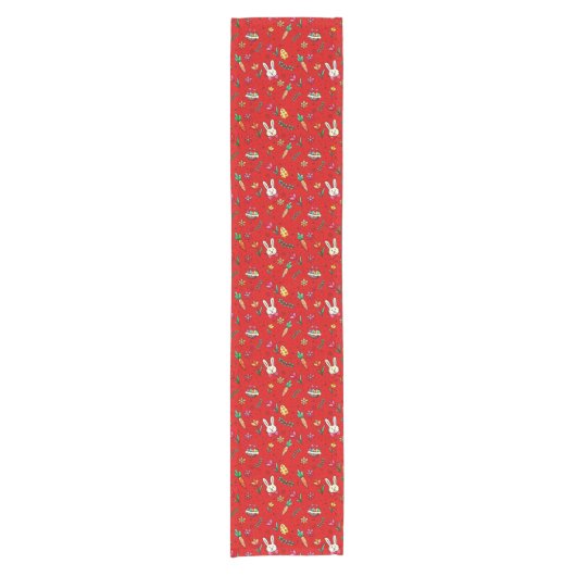 Red Easter Pattern Table Runner Korte Tafelloper (Voorkant)