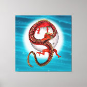 Red Eastern Dragon beroemd gemaakt door Mythical F Canvas Afdruk (Voorkant)