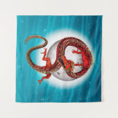 Red Eastern Dragon beroemd gemaakt door Mythical F Wandkleed (Voorkant (horizontaal))