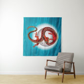 Red Eastern Dragon beroemd gemaakt door Mythical F Wandkleed (In Situ (horizontaal))