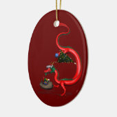 Red Eastern Dragon Keramisch Ornament (Links)