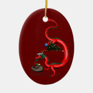 Red Eastern Dragon Keramisch Ornament