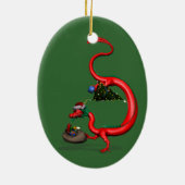 Red Eastern Dragon Keramisch Ornament (Achterkant)