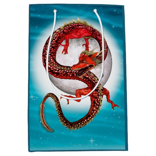 Red Eastern Dragon - Mythical Fantasy Creature Medium Cadeauzakje (Voorkant)
