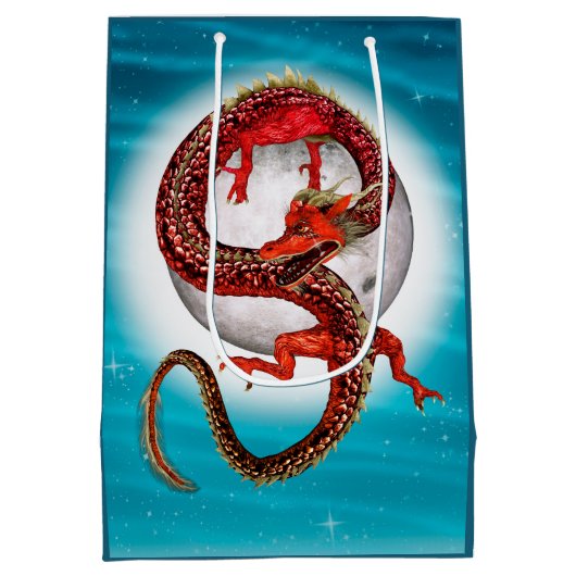 Red Eastern Dragon - Mythical Fantasy Creature Medium Cadeauzakje (Achterkant)