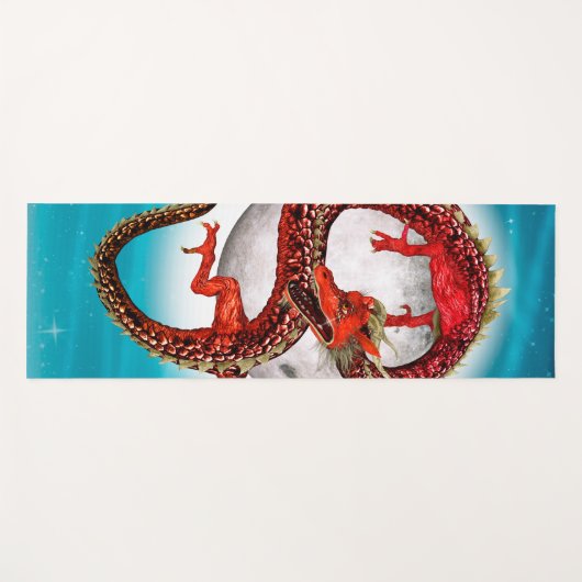 Red Eastern Dragon - Mythical Fantasy Creature Yogamat (Voorkant (horizontaal))