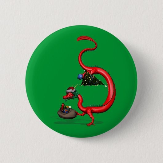 Red Eastern Dragon Ronde Button 5,7 Cm (Voorkant)