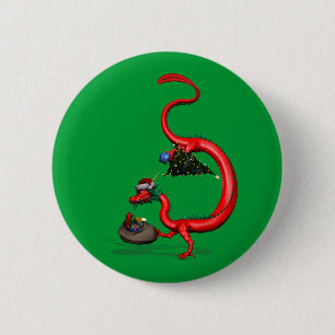 Red Eastern Dragon Ronde Button 5,7 Cm