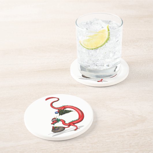 Red Eastern Dragon Zandsteen Onderzetter (Zijkant)