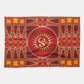 Red Eastern OM Meditation Yoga Home Decor Theedoek (Horizontaal)