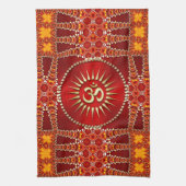 Red Eastern OM Meditation Yoga Home Decor Theedoek (Verticaal)