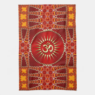 Red Eastern OM Meditation Yoga Home Decor Theedoek
