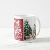 Red Eat Drink en Merry Photo Collage Kerstmis Koffiemok (Voorkant rechts)