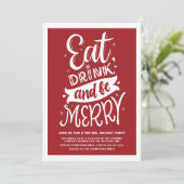 Red Eat-Drink en prettige virtuele kerstfeestdagen Kaart (Staand voorkant)