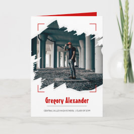 Red Edgy Abstract Afstuderen penseelfoto