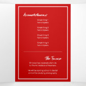 Red Edgy Abstract Torn Photo Afstuderen Drieluik Uitnodiging (Binnenkant midden)