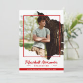 Red Edgy Abstract Torn Photo Afstuderen Invitation Kaart (Staand voorkant)