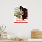 Red Edgy Abstract Torn Photo Afstuderen Poster (Keuken)