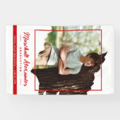 Red Edgy Abstract Torn Photo Afstuderen Spandoek (Horizontaal)